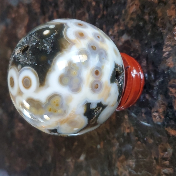 SUPER RARE OLD STOCK MAROVATO OCEAN JASPER SPHERE! - Picture 3 of 5